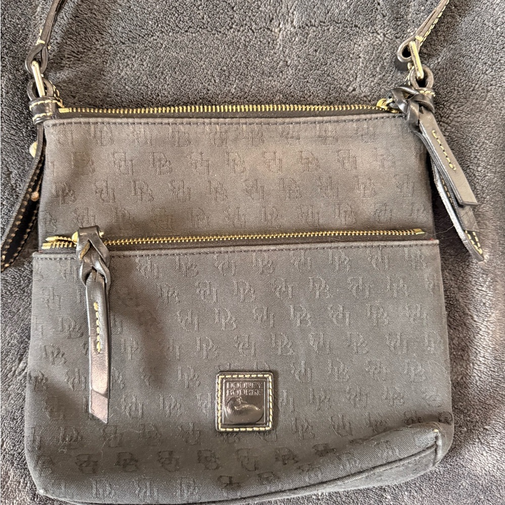 Dooney & Bourke Black DB Monogram Crossbody Bag Adjustable Strap